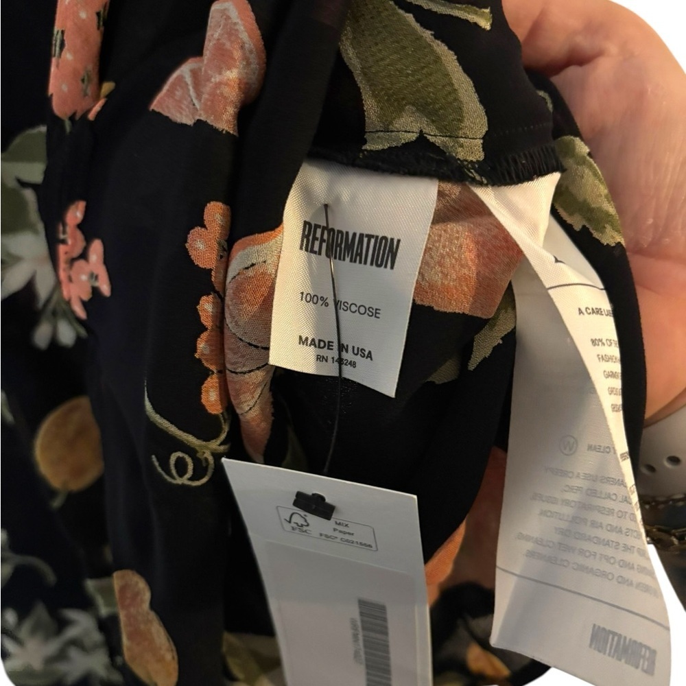 Reformation | Tamara Fruitcake Dress | Black with oranges π | Size 2 - Picture 12 of 14